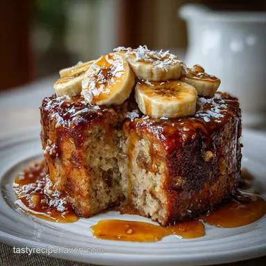 Sticky Banana Bread Pudding Cake Recipe Ready in 30 Min Recipe Card