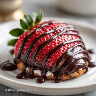 Chocolate Covered Strawberry Cookie with Dark Chocolate Drizzle Recipe Card