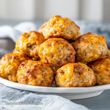 Sausage Balls: The Ultimate Three-Ingredient Cheesy Recipe Recipe Card