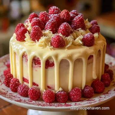 Delightful Valentines Day Cake: Creamy Raspberry & White Chocolate Recipe Card