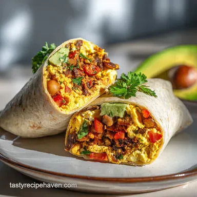Vegan Breakfast Burrito Recipe for 4 Servings Recipe Card