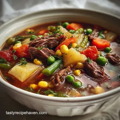 Vegetable Beef Soup: Slow Cooker Recipe Recipe Card
