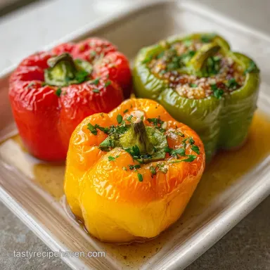 Vegetarian Stuffed Peppers for 4 Servings Recipe Card