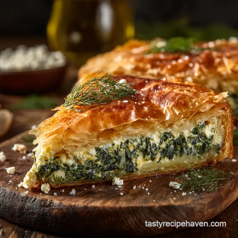 Greek Recipes: Proper Spanakopita Flaky Spinach Feta Pie presentation