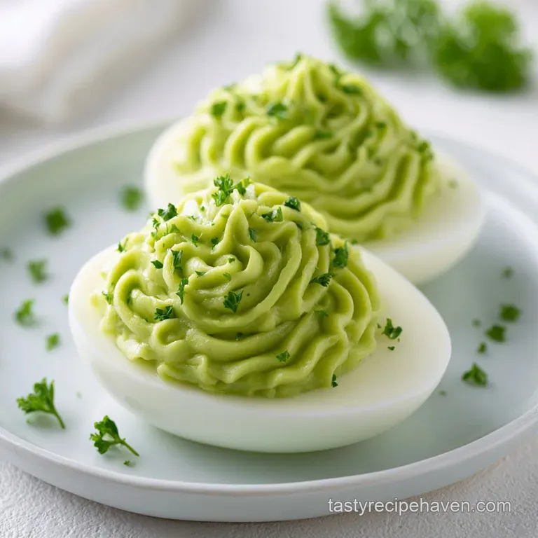 Symmetrical rows of smooth egg whites filled with piped golden yolks on a polished white ceramic platter.
