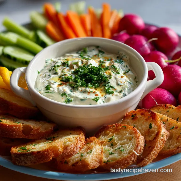 Elegant bowl of smooth, vibrant green dip with a garnish of fresh dill, artfully arranged with crisp carrot and celery sti...
