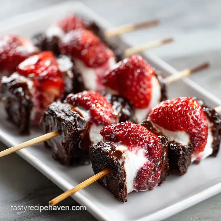 Brownie Strawberry Skewers: No Bake Treat
