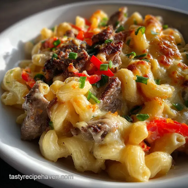 Philly Cheesesteak Pasta: Rich One-Pan Comfort presentation