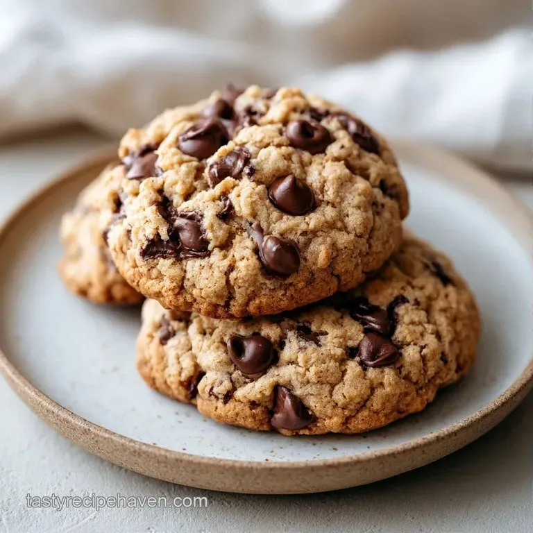 A neat stack of golden-brown chewy cookies on a white ceramic plate paired with a glass of cold, creamy milk.
