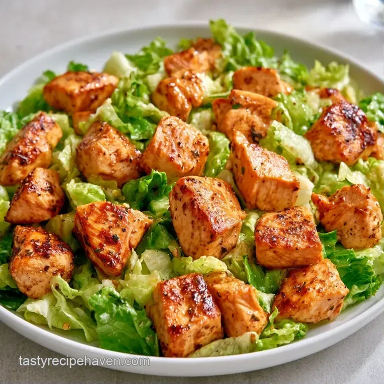 Vibrant mix of diced chicken and fresh garden vegetables artfully arranged in a shallow ceramic serving platter.