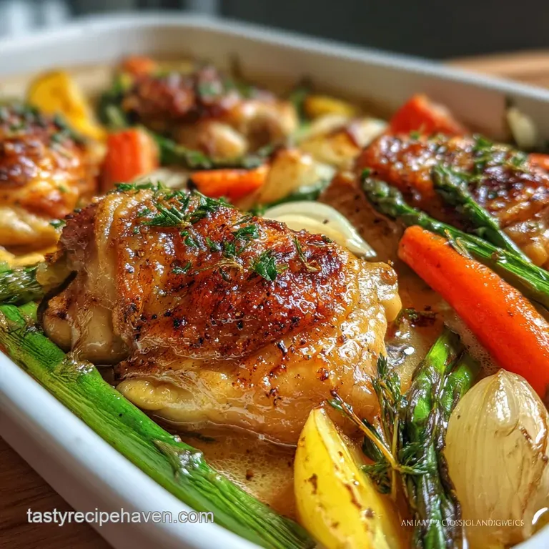 Creamy chicken bake plated: tender chicken pieces nestled in a bed of fluffy rice, drizzled with a rich, savory sauce. Gar...