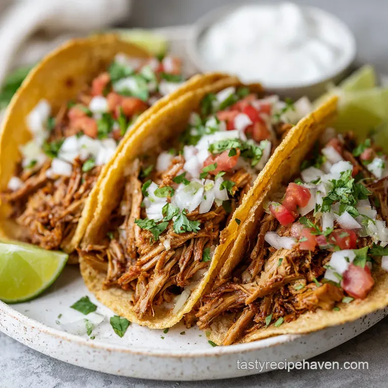 Beautifully plated tofu tacos with a crispy texture, vibrant red cabbage slaw, and a drizzle of creamy white sauce.
