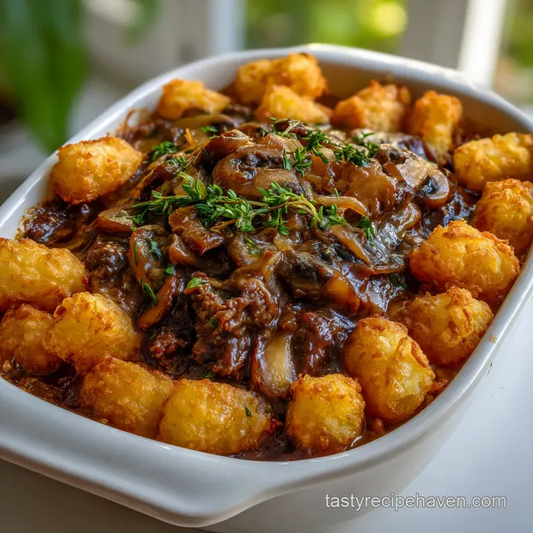 Tim Walz Hot Dish: Scratch Beef Mushroom Casserole presentation