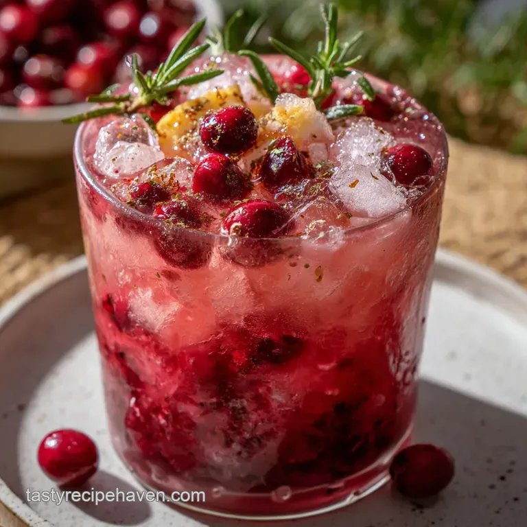 Christmas Cocktails: Festive Cranberry Spiced Fizz presentation