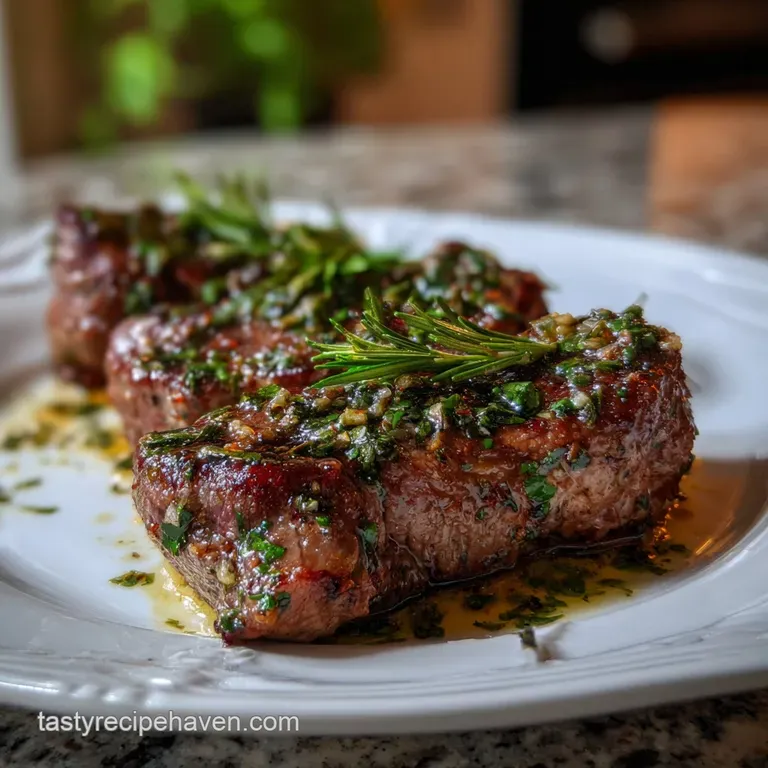 Elegant plate featuring a generous slice of the savory dish, vibrant green herbs providing a pop of color, and inviting te...