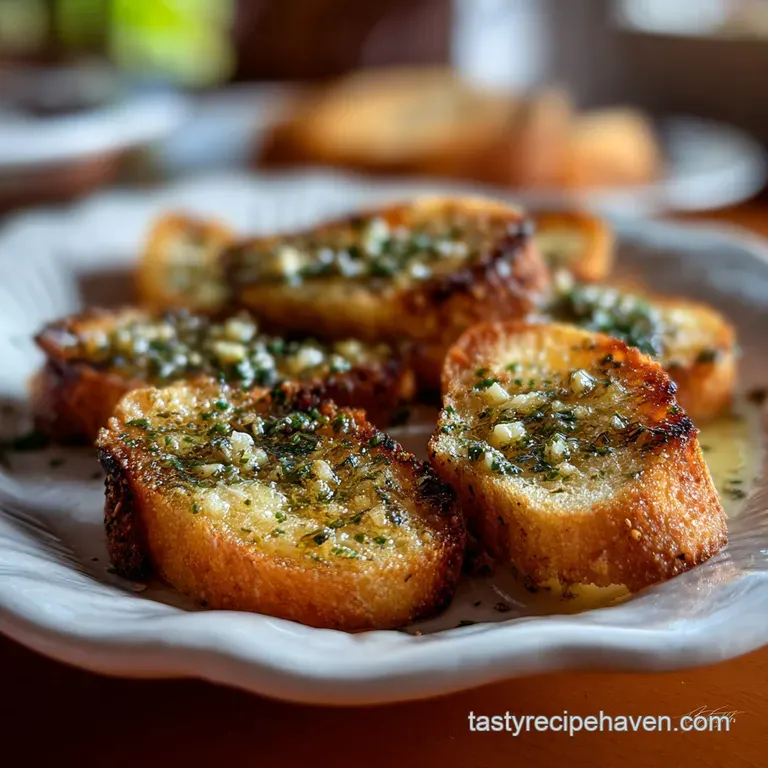 Elegant, individual servings of crispy garlic bites, garnished with fresh herbs, ready for a sophisticated New Year's Eve ...