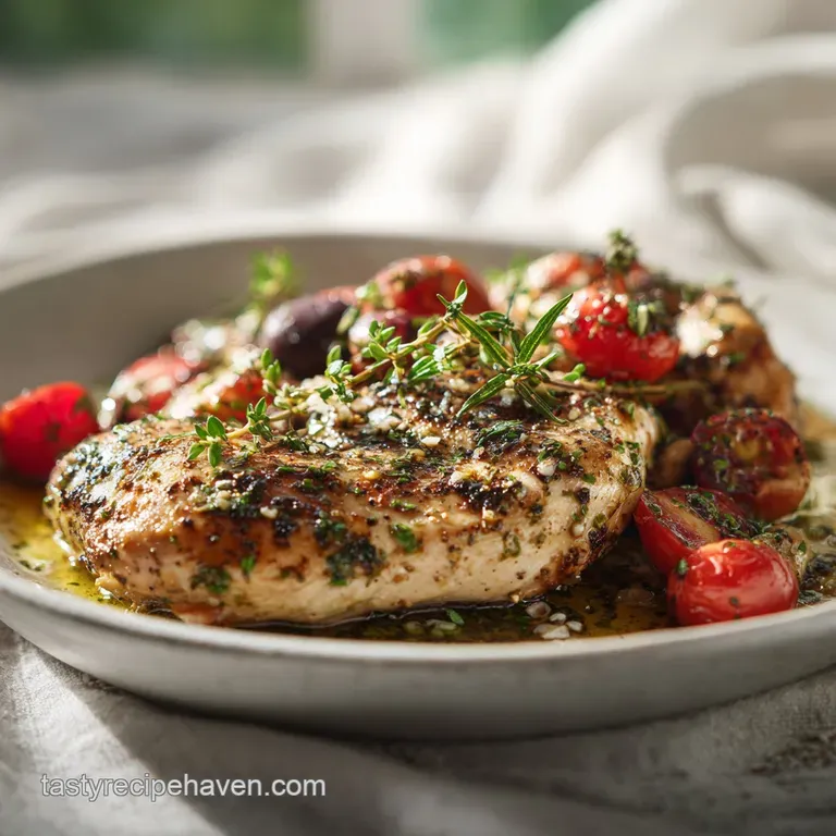 A vibrant plate showcasing grilled chicken skewers, bright lemon slices, and a dollop of creamy tzatziki.