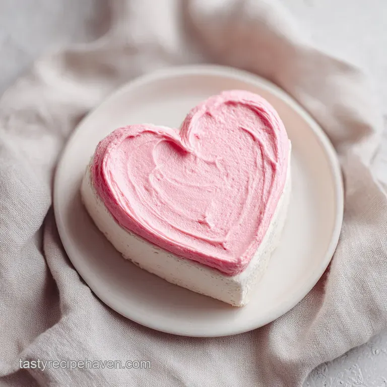 Cute Minimalist White Heart-Shape Cake with Pink Buttercream