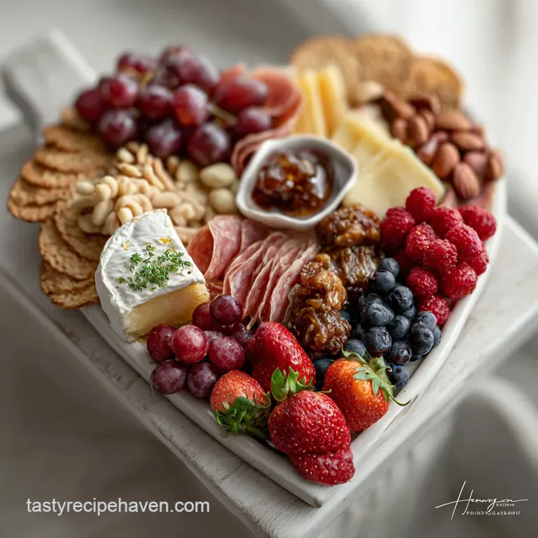 Valentines Day Charcuterie Board Idea with Heart-Shaped Cheese and Berries: Velvety Cheeses