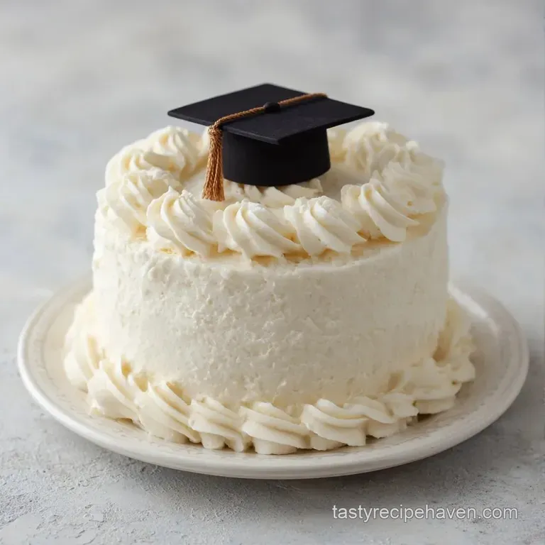 A tall, frosted layer cake on a white ceramic pedestal, garnished with fresh blueberries and a dusting of sugar.