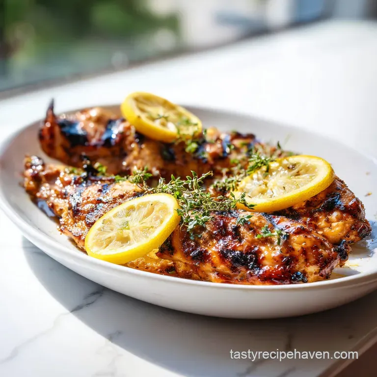 Sliced charred chicken breast arranged on a white plate with steamed greens and a drizzle of golden olive oil.