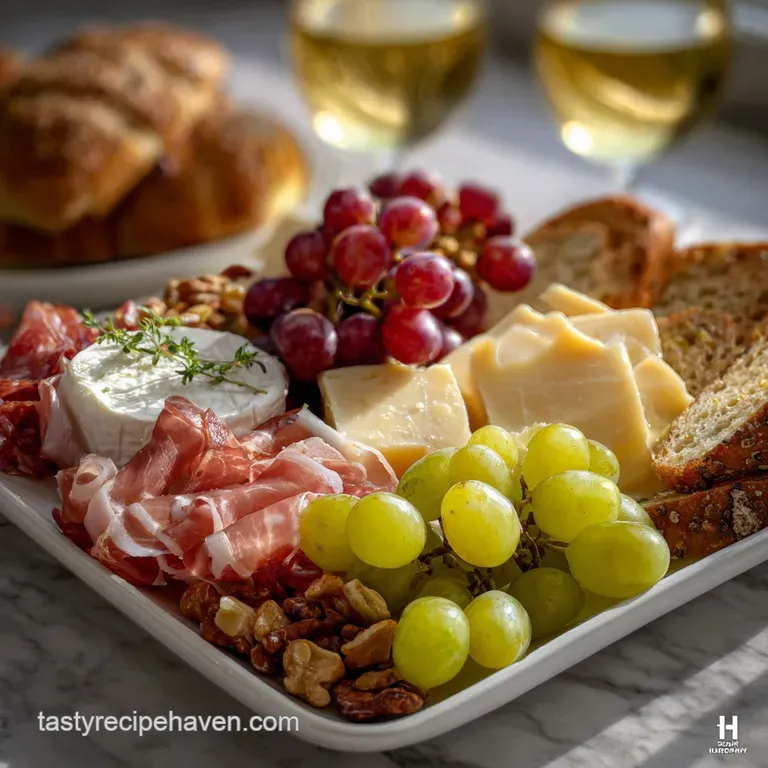 Beautiful New Years Eve Charcuterie Board with Sparkling Grapes