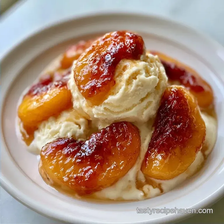 Caramelized Peaches Vanilla Ice Cream