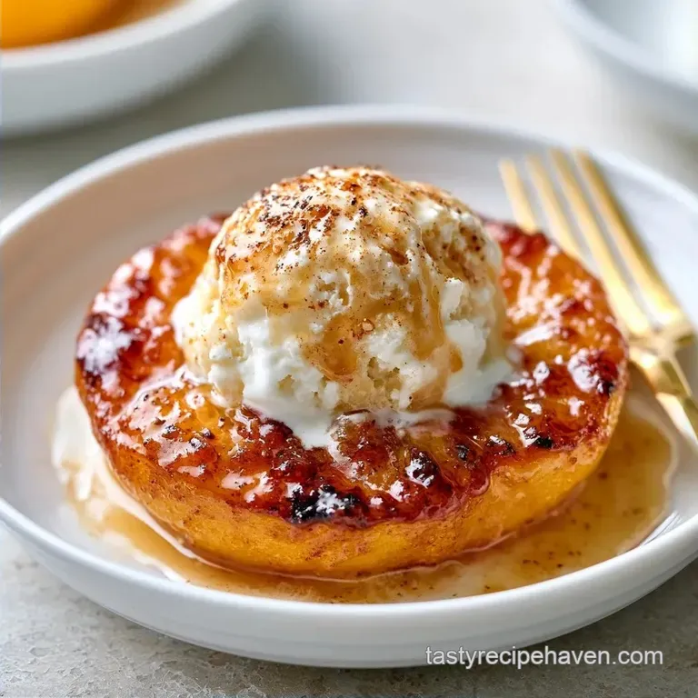 Quick Baked Peaches with Vanilla Ice Cream