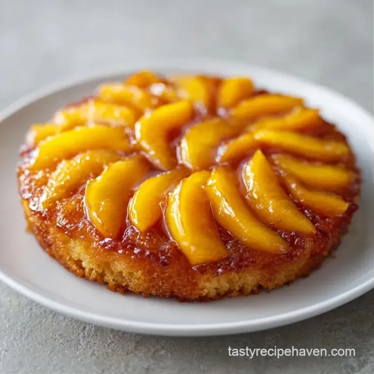 A warm slice of golden fruit crumble topped with melting vanilla ice cream on a clean white porcelain plate.
