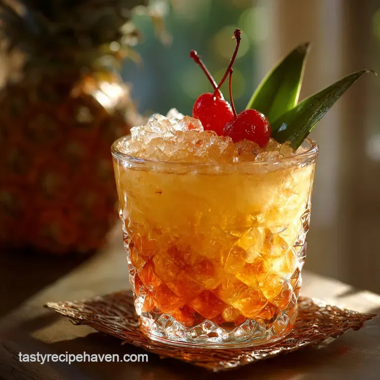 Rum and Pineapple Juice Cocktail: the Golden Tiki Sipper presentation