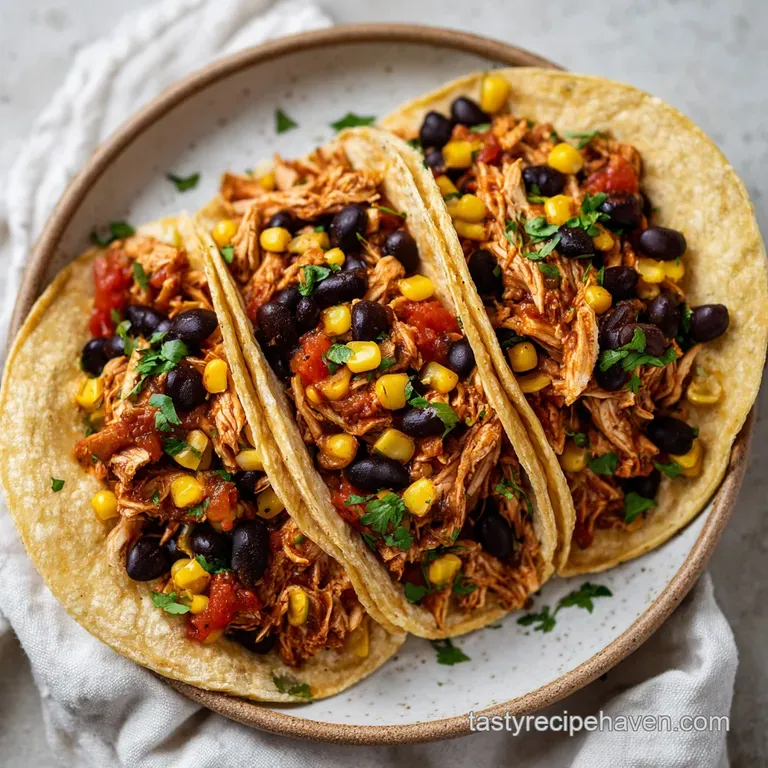 Three soft tacos on a white platter with bright lime wedges, creamy sliced avocado, and fresh green cilantro.