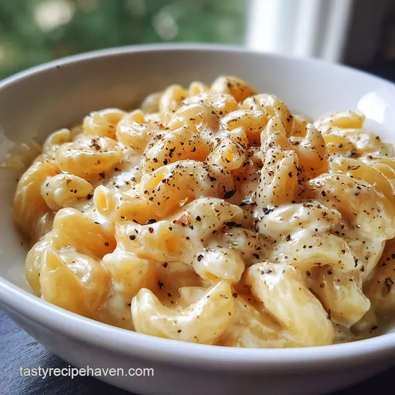 A spoonful of rich mac and cheese lifted, cheddar dripping. Black pepper and parsley add depth. Cheesy noodles glisten, re...