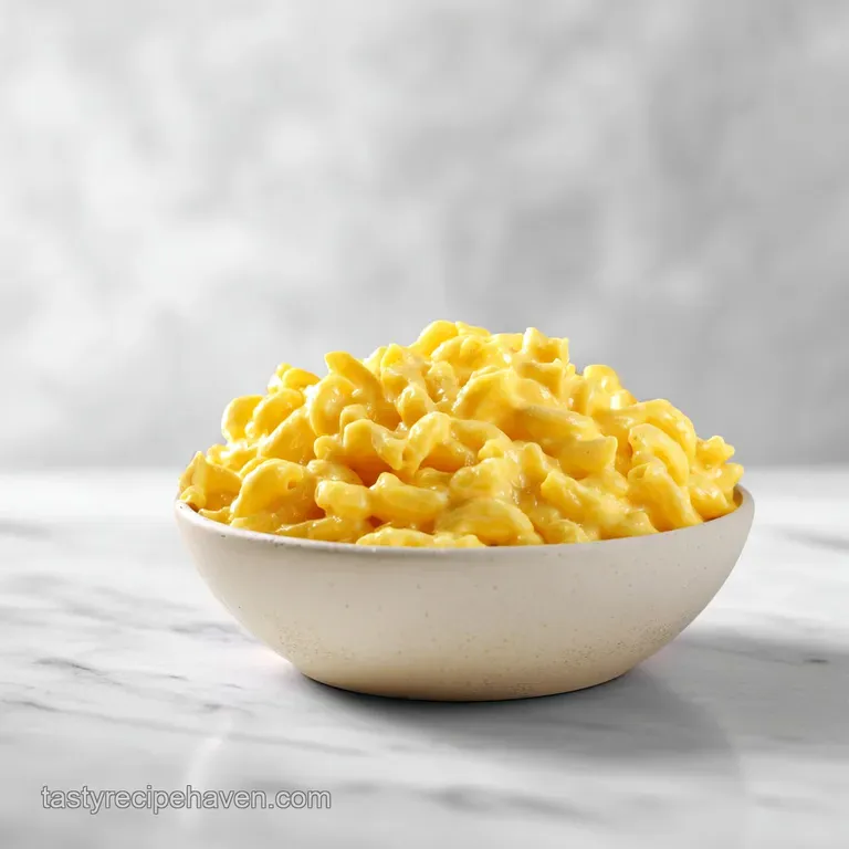 A single serving of cheesy macaroni, topped with toasted breadcrumbs and fresh parsley, plated elegantly in a shallow bowl.
