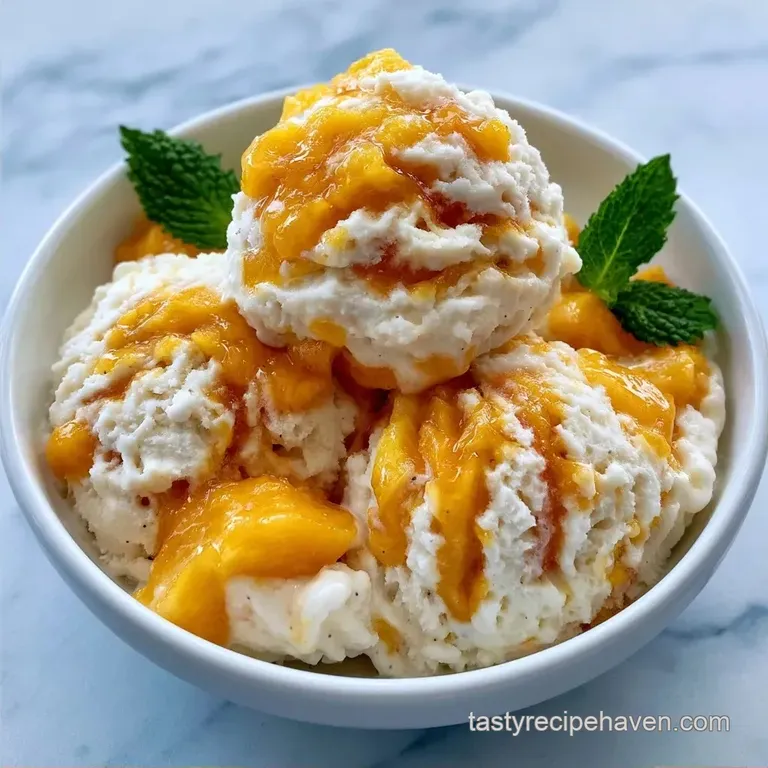 Vanilla Peach Ice Cream with Fresh Peaches